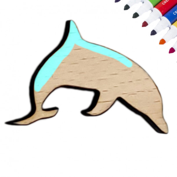 Dřevěný delfín k vymalování